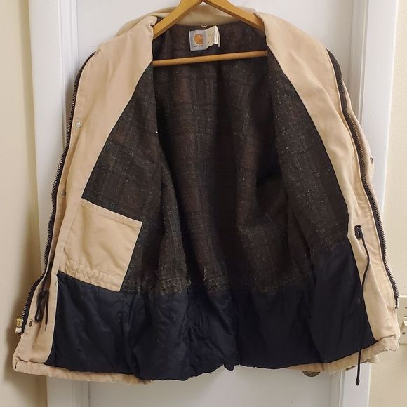 🤩Rare vintage CARHARTT flannel fleece lined canvas jacket size mens XL - Picture 2 of 8